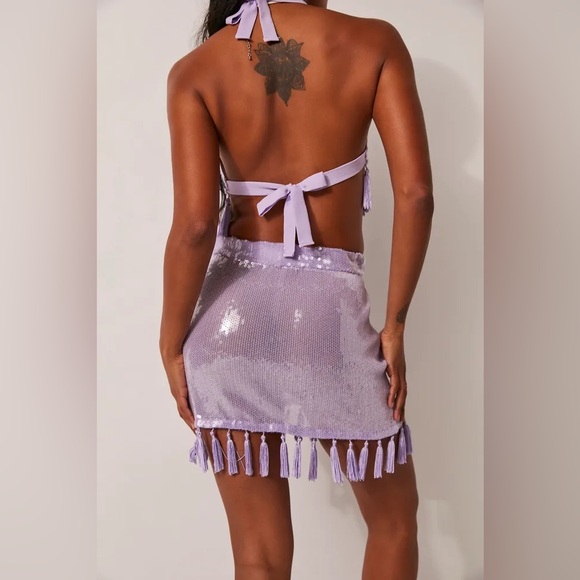 NWT HTF FP X East n west label Sequin Tassel HALTER TOP - Picture 2 of 7